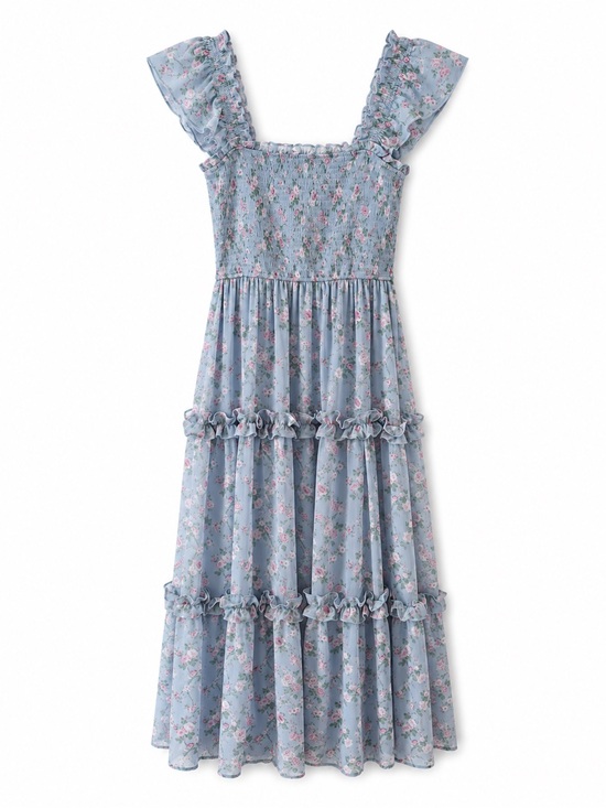 Altar'd State Dresses & Skirts - Altar’d State Blair Floral Smocked Ruffle Tiered Maxi Dress Blue S